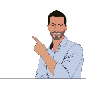 Pessoa apontando pra cima