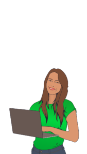 mulher com notebook no braço